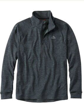 L.L.Bean Womens Adventure Grid 1/4 Zip Pullover Fleece Gray Medium M Regular